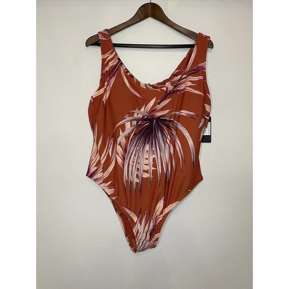 Palisades Beach Club Women's 20W One Piece Swimsuit Burnt Ochre Palm Desert NWT
